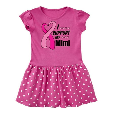 

Inktastic Breast Cancer Awareness I Support My Mimi with Pink Ribbon Gift Baby Girl Dress