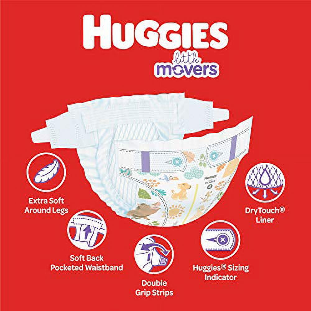 Baby Diapers Size 3, 156 Ct, Huggies Little Movers