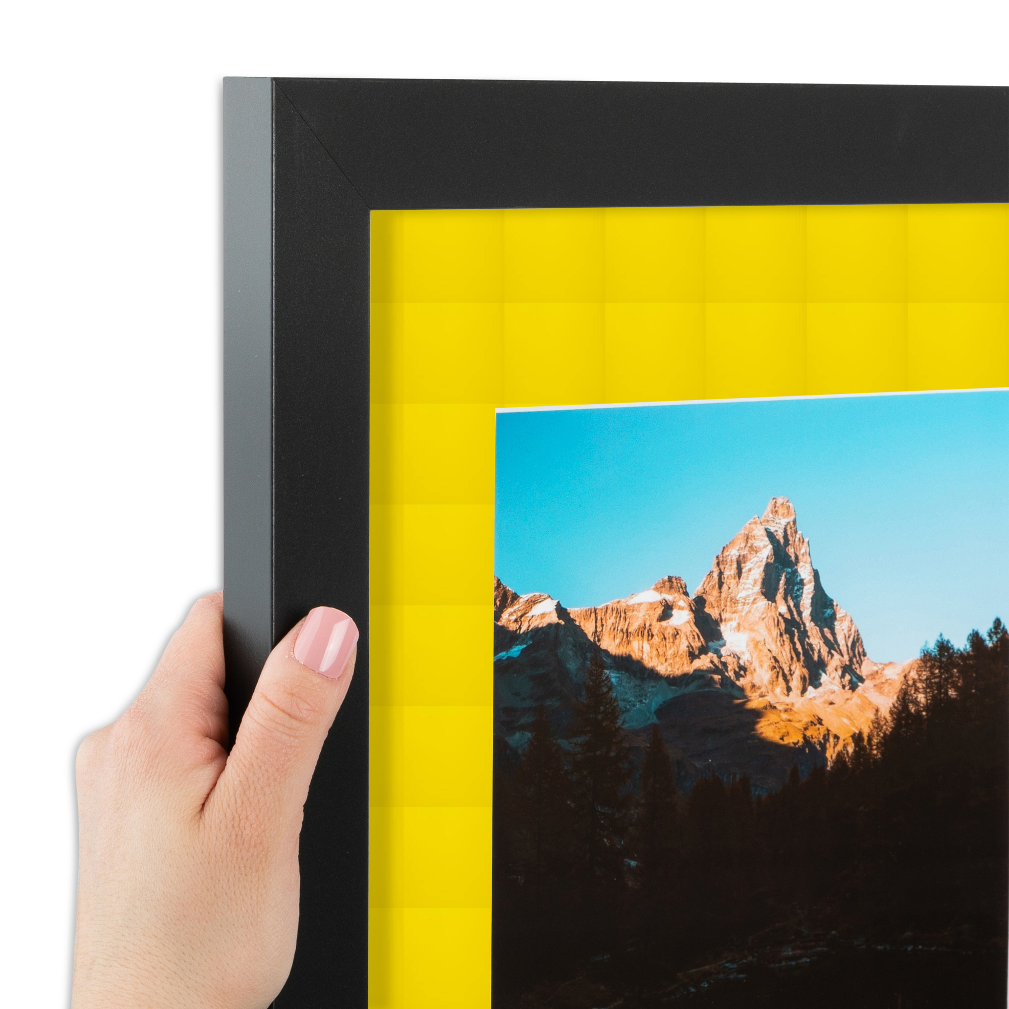 ArtToFrames 14x14" Matted Picture Frame with 10x10" Single Mat Photo Opening Framed in 1.25" Satin Black and 2" Canary Mat (FWM-3926-14x14)