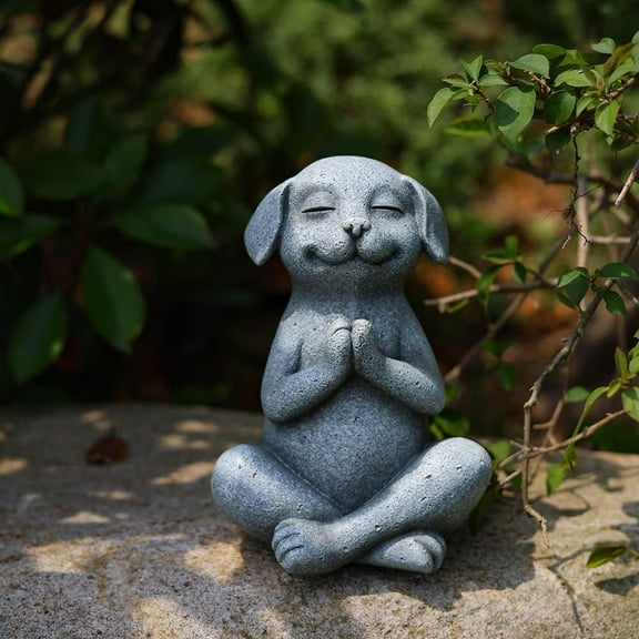 Resin Meditating Dog Statue - Zen Yoga Design, Perfect for Indoor & Outdoor Garden Decor, Great Gift for Women & Mom