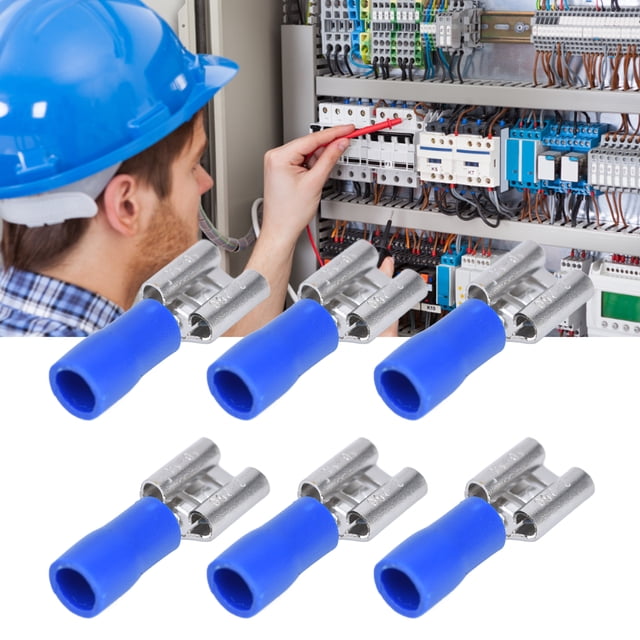 100PCS FDD2-250 Spade Connector Electrical Spade Connectors Spade Wire Connector Conductivity Female Spade Connector With Insulating Shell 1.52.5mm Cable
