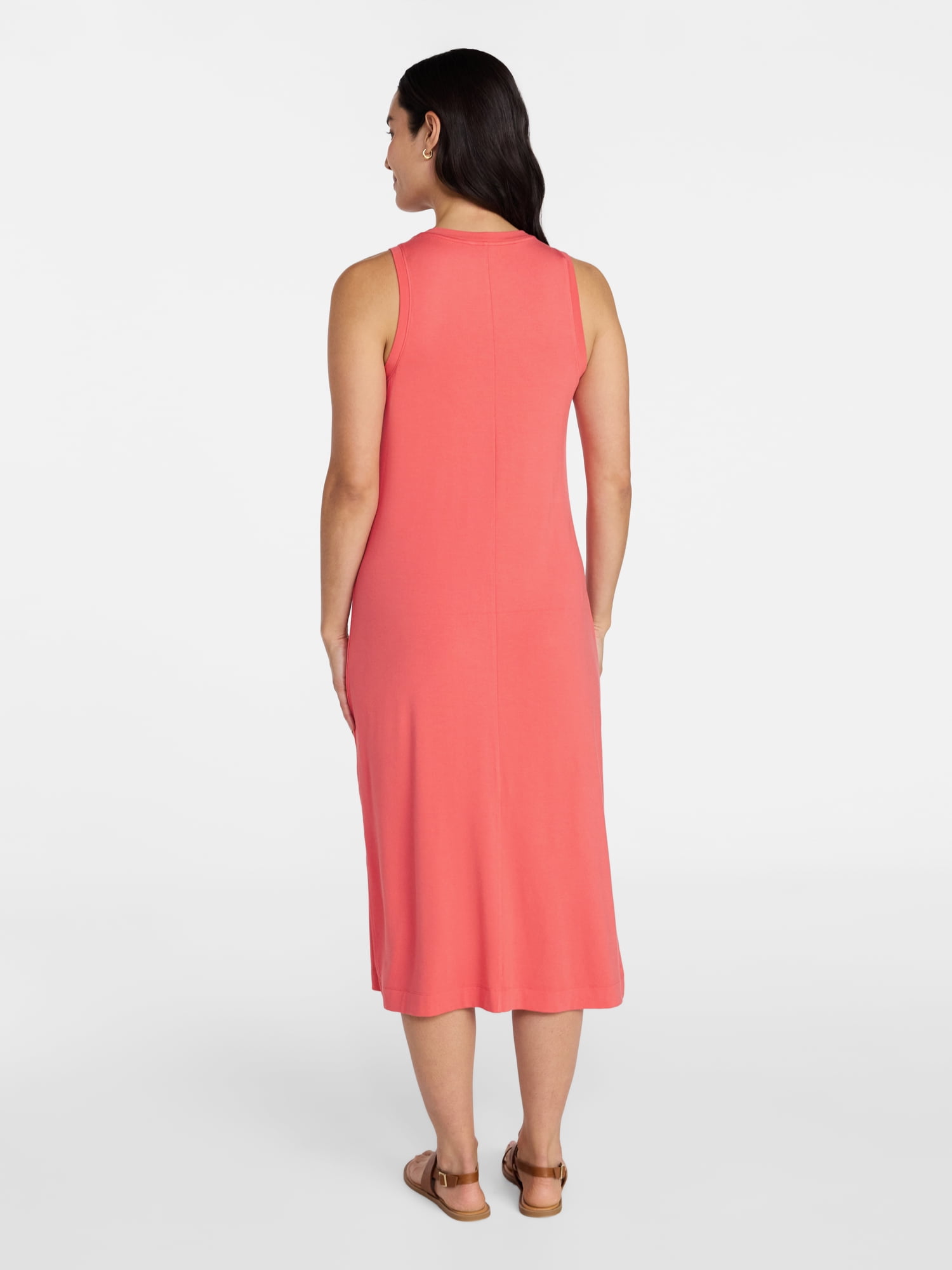 Time and Tru Women's Sleeveless Midi Column Dress, Sizes XS-XXXL