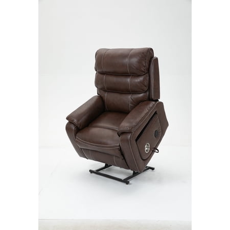 FFZ Power Lift Recliner with 180 Degree Lay Flat, Wireless Charging and Lumbar Support, Brown