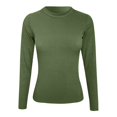 thumbnail image 4 of Womens Long Sleeve Stretch Crewneck Ribbed T Shirt, Polyester, with Front Pleated Design, 4 of 4