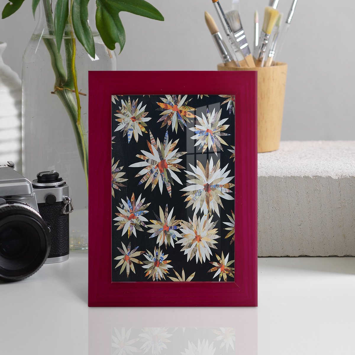Starburst Too II - Framed Print w/glass - Cherry Red
