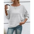 thumbnail image 4 of Cogild Ribbed Knit Pullover Striped Sweaters for Womens Lightweight Shirts for Ladies Long Sleeves Crewneck Design Cozy Oversized Tops, 4 of 7