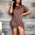 thumbnail image 2 of Rvasteizo Casual Dresses for Women Solid Round Neck Short Sleeve Waist Cinched Thin Summer Outfit, 2 of 5