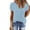 Blue, variant on Munlar Tops for Women V-Neck Black Cute 2024 Fashion Solid Soft Short Sleeve Blouses L