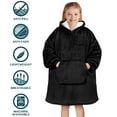 thumbnail image 5 of PAVILIA Wearable Blanket Sweatshirt for Kids Boy Girl Black, Warm Cozy Giant Blanket Hoodie, Fleece Sherpa Oversized Blanket Sweatshirt with Sleeves, Big Pocket, Christmas Gift, 5 of 7