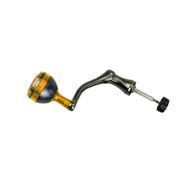 pitrice Fishing Reel Handle Grip Replacement Part Metal with Round Knob Crank Handle Brown S Golden S
