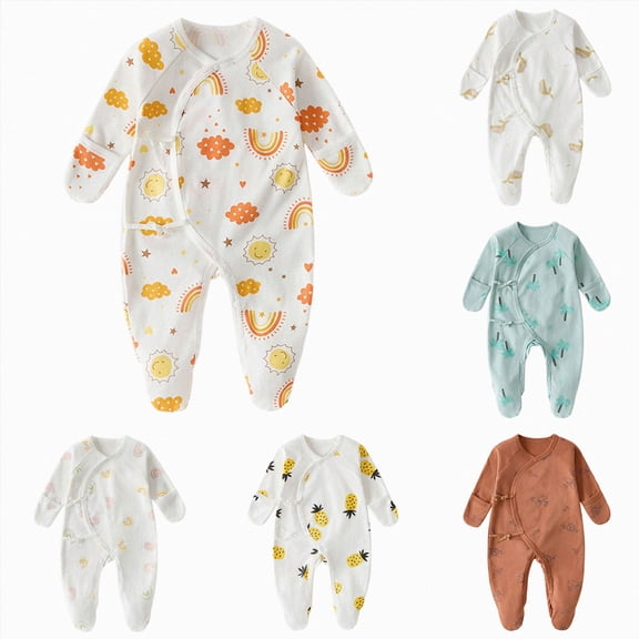 1-3 Months Newborn Preemie Boys Girls Underwear Pajamas Rompers Home Clothes Footed Sleeper Gown With Mitten Footed For 0 6 Months Brown Rompers Baby Gift