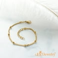 thumbnail image 3 of 555Jewelry 2mm Stainless Steel Dainty Adjustable Curb Link Chain Bead Bracelets for Women, Gold, 7.5 Inch, 3 of 6
