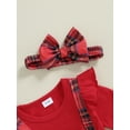 thumbnail image 5 of Suealasg Newborn Baby Girls Christmas Outfit Long Sleeve Gingerbread Man Print Plaid Romper Dress +Hairband 3 6 12 18 Months Infant Girls Fall Winter Clothes, 5 of 7
