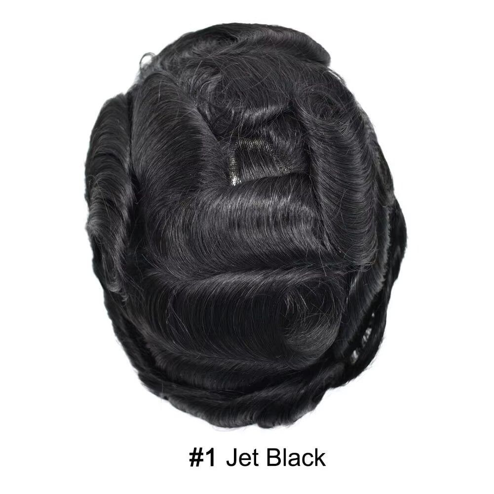LYRICAL HAIR Toupee for Men Fine Mono Center Mens Hair System Indian Human Hair Replacement Systems French Lace Front Hairpiece for Man Wig Black Brown Blonde Gray Hair Units