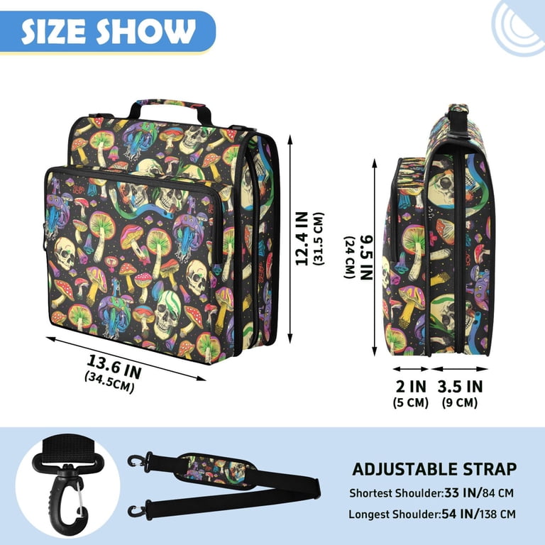 ALAZA Zipper Binder Magic Skull Rainbow Mushrooms Pattern 2 inch 3