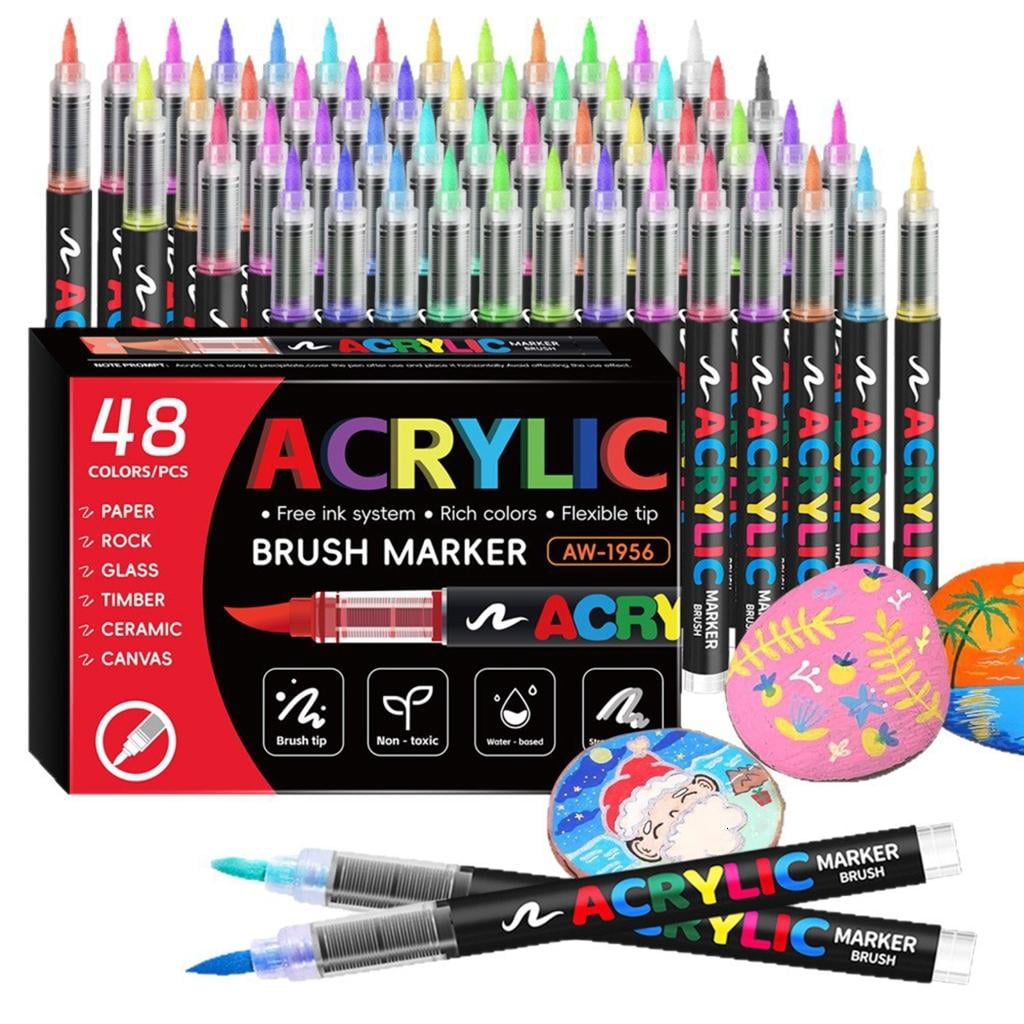 Osdhezcn Liquid Acrylic Paint Marker Soft Brush Tip Acrylic Paint Pen for Card Making Drawing Coloring Scrapbooking Journaling