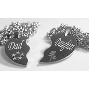 SOLID STAINLESS STEEL DAD  DAUGHTER  SPLIT HEART NECKLACES LOVE FREE ENGRAVING
