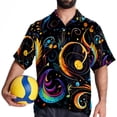 thumbnail image 4 of Note Men's Short Sleeve Printed Poplin Beach Shirts with Spread Collar - Casual Button Down Summer Tops for Unisex, 4 of 6
