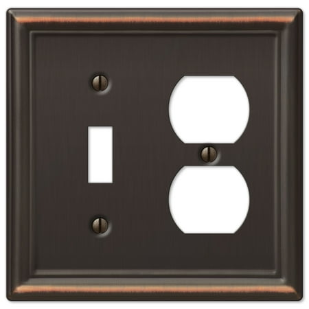 AmerTac 149TDDB Chelsea Steel Single Toggle/Single Duplex Wallplate, Aged Bronze