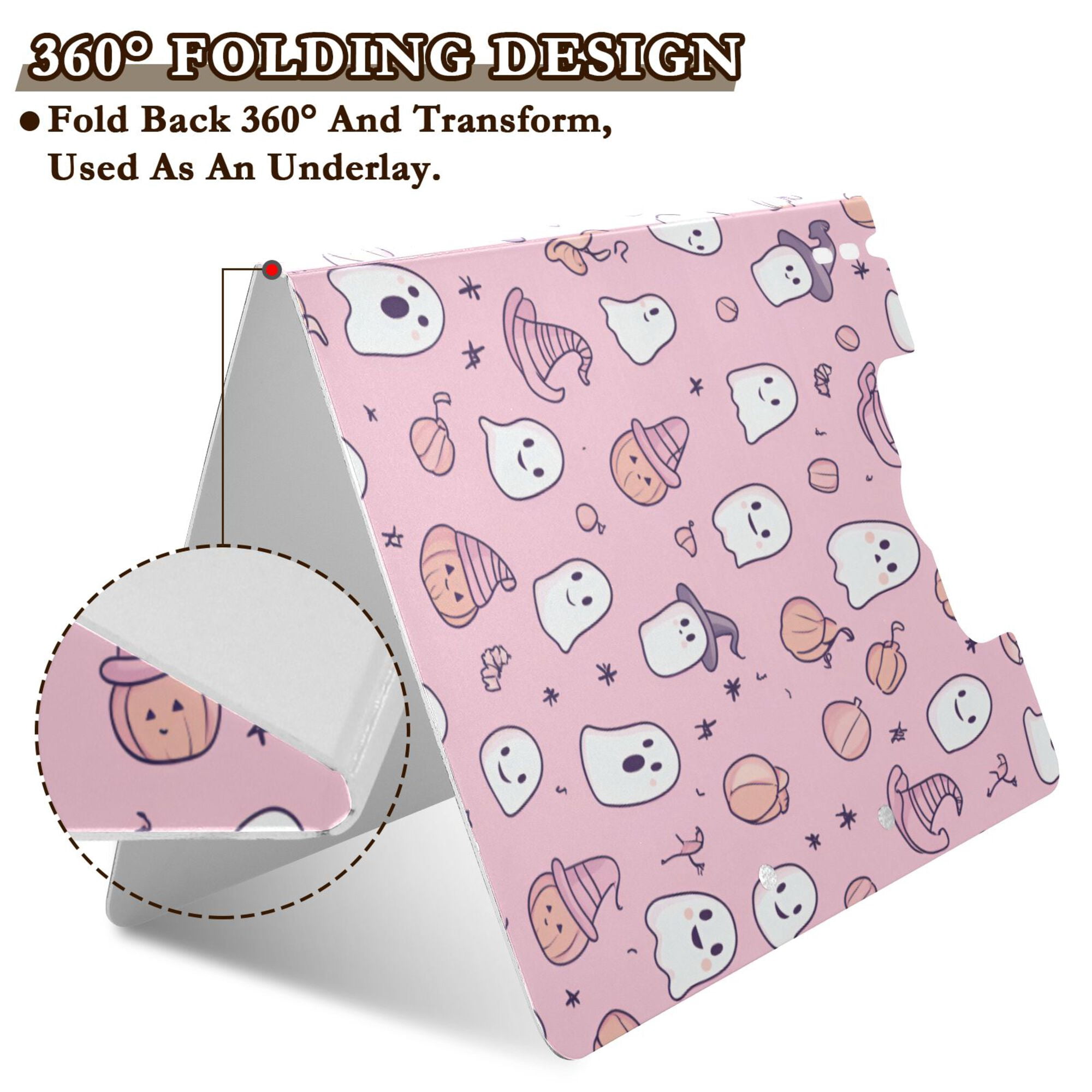 FORMRS A4 Clipboard Folder with Pen Holder Horizontal Foldable School Office Binder, Pink Halloween