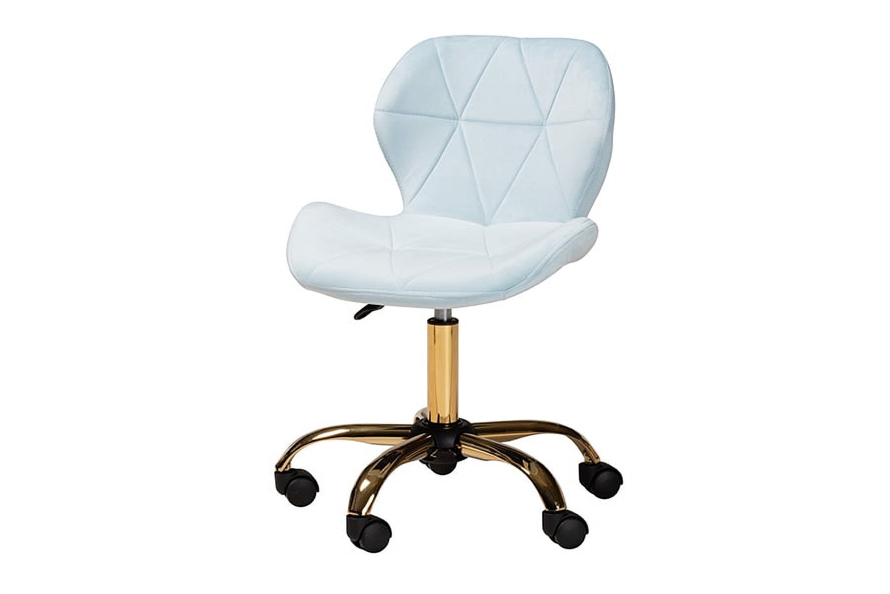 Baxton Studio Savara Contemporary Glam and Luxe Aqua Velvet Fabric and Gold Metal Swivel Office Chair
