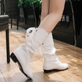 thumbnail image 4 of FRSASU Women's Tall Knee High Faux Leather Boots with Side Zipper Boots with Non Slip Sole and Cushioned Insole for Fall White, 4 of 5