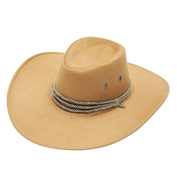 Yellow Women's Cowboy Hats, Adult Casual Solid Summer Western Fashion Cowboy Sun Hat Wide Brim Travel Sun Cap,Women's Accessories Cowboy