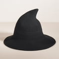 thumbnail image 2 of CHJK Women Halloween Witch Hat Knitted Cap, Wide Brim Witch Hat for Halloween Party, Black, 2 of 6
