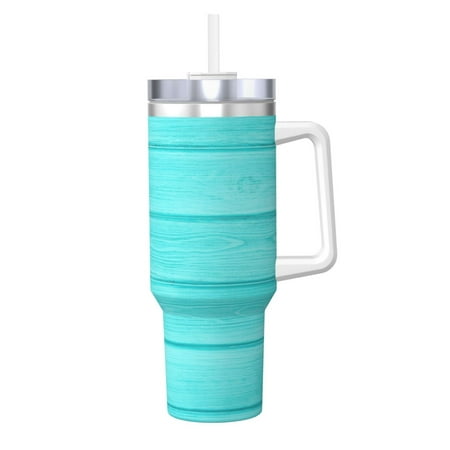 

Goofa Turquoise Wooden Print 40oz Ice Bully With Handle And Straw Stainless Steel Vacuum Insulated Cup And 2 In 1 Straw Lid