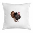 thumbnail image 1 of Turkey Throw Pillow Cushion Cover, Realistic Bird Picture Thanksgiving Day Family Dinner Theme Farm Animal Photo, Decorative Square Accent Pillow Case, 16 X 16 Inches, Black Brown Coral, by Ambesonne, 1 of 2
