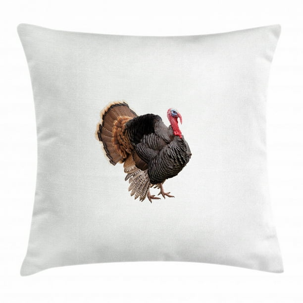 Turkey Throw Pillow Cushion Cover, Realistic Bird Picture Thanksgiving
