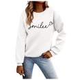 thumbnail image 1 of Amzcrzy Chandails pour Femmes Mode Imprimé Sourire Col Rond Chandail Décontracté Manches Longues pour Femmes Automne chandail Ample, 1 of 4
