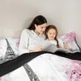 thumbnail image 5 of Paris Bedroom Comforter Set King,Eiffel Tower Bedding Sets For Teen Women Retro Romantic Pink and Grey Couple Valentine Bed Comforter Set Black Gray Room Decor 1 Comforter + 2 Pillow Cases, 5 of 7