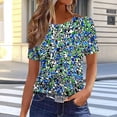 thumbnail image 2 of Edvintorg Womens Blouses Fashion Printed Short Sleeve Loose Fit Lightweight Casual Tops Plus Size Womans Clothes Green M, 2 of 5