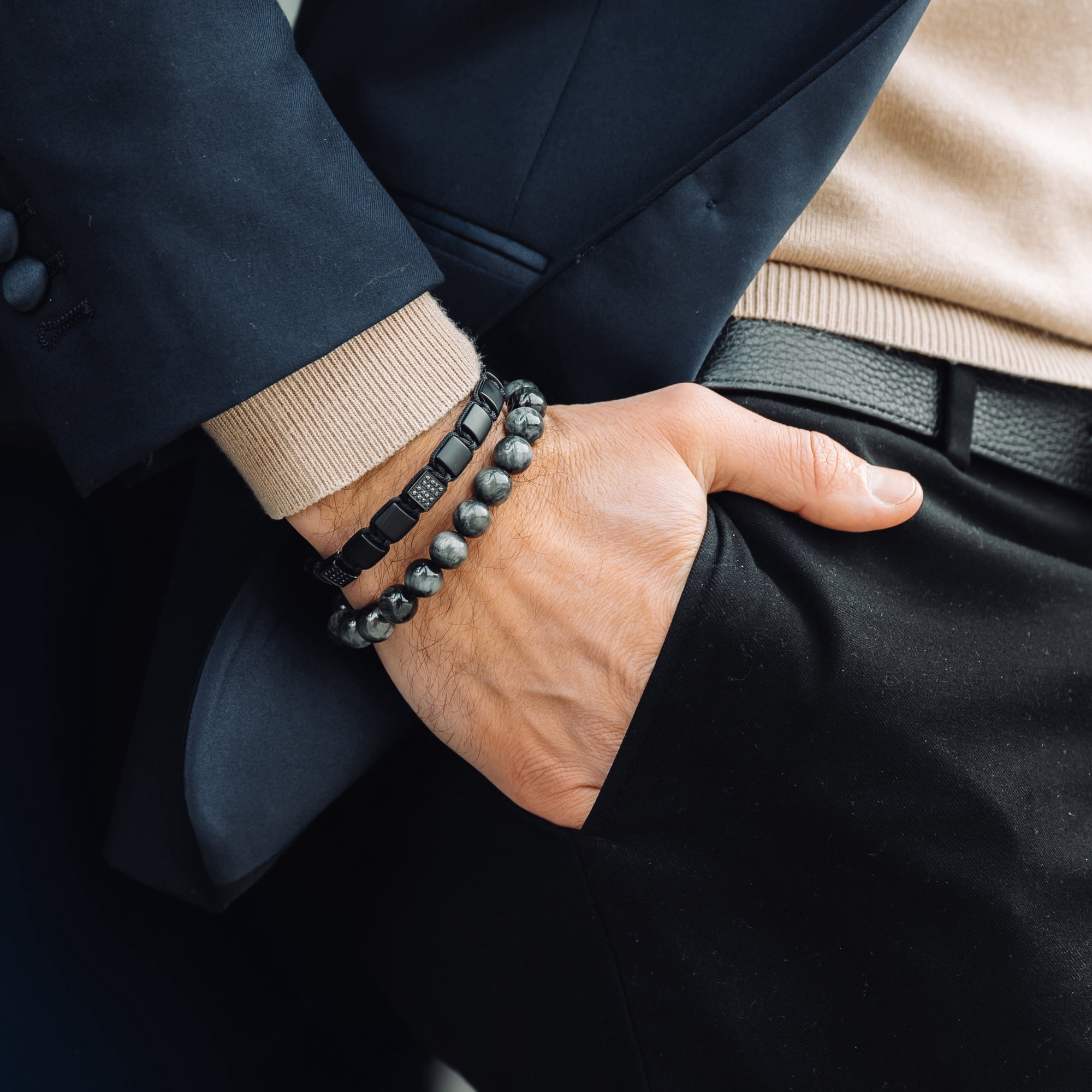 Men's EAGLE EYE Beaded Bracelet | Gift for Men | One Size Fits All | 100% Natural | Gemstone Adjustable Bracelet