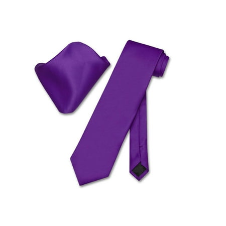 - Vesuvio Napoli Solid PURPLE INDIGO Color NeckTie Handkerchief Men's Neck Tie Set