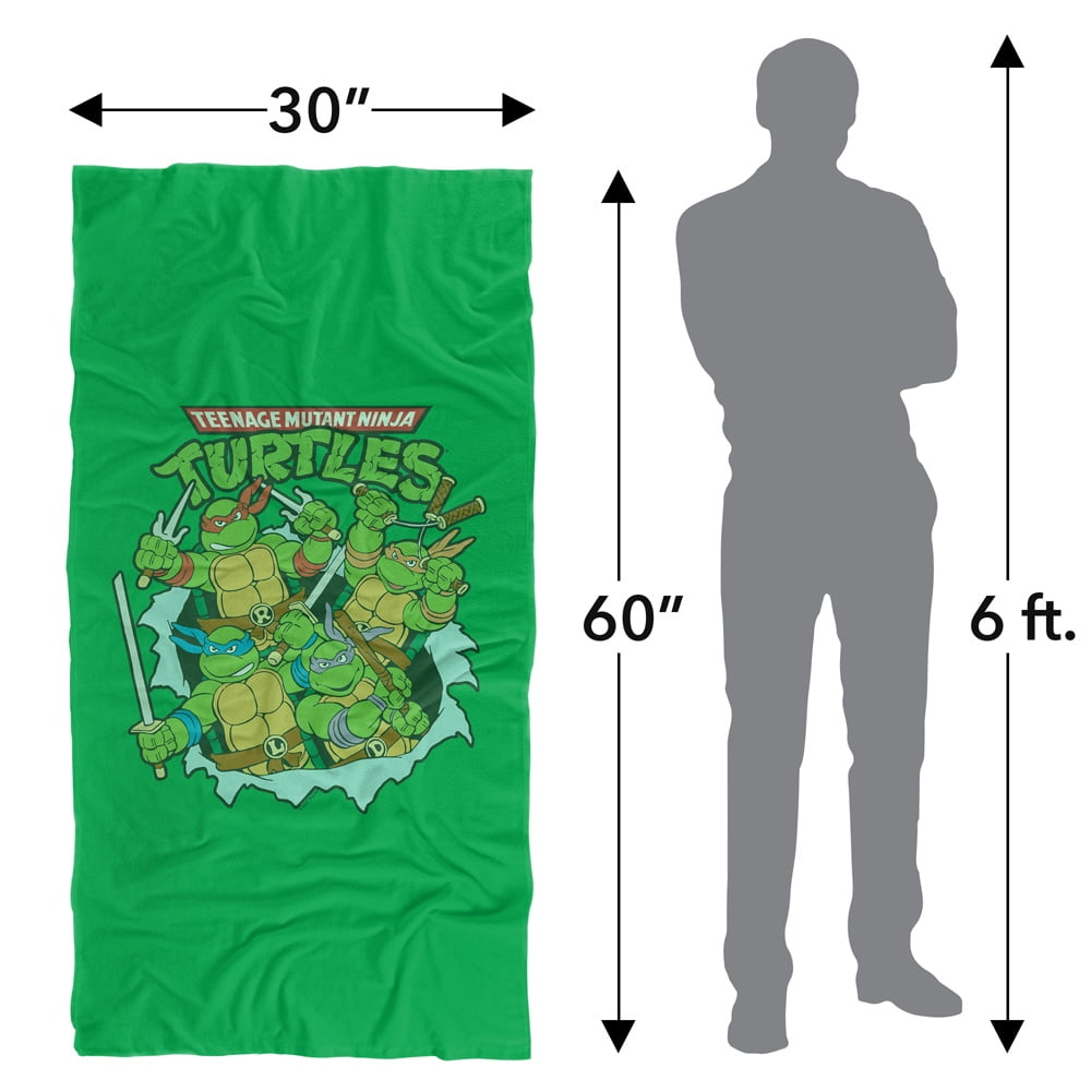 TMNT Beach Towel, 30"x60", TMNT Group Retro Beach Towel