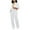 White, variant on WREESH Womens Business Casual Jumpsuit Fashion Wide Leg Pants Solid Long Sleeve Jumpsuit with Belt White