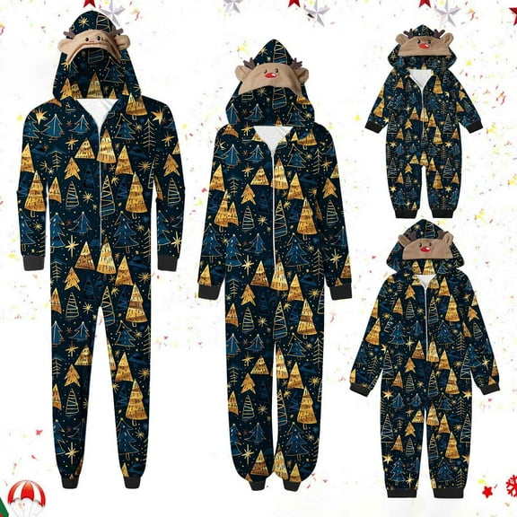 Odeerbi Christmas Onesie Pajamas for Family Holiday Sleep Jumpsuit Long Sleeve Family Christmas Pajamas Matching Sets Dad Fashion Lattice Print Plush Jumpsuit Sleepwear PJs Set Black