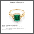 thumbnail image 5 of Gem Stone King 3-Stone Ring for Women | 18K Yellow Gold Plated Silver | 9X7MM Emerald Cut Gemstone Birthstone & Lab Grown Diamond | Wedding Anniversary Engagement Ring | Size 5-9 | Nano Emerald | 8, 5 of 5