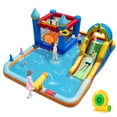 thumbnail image 1 of Gymax Giant Water Slide Bounce House w/Climbing Wall Splash Pool & Basketball Hoop, 1 of 10