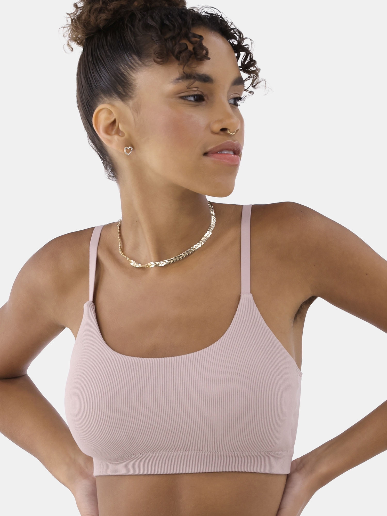 No Boundaries Women's Seamless Ribbed Cami Bralette, Sizes XS-XXXL