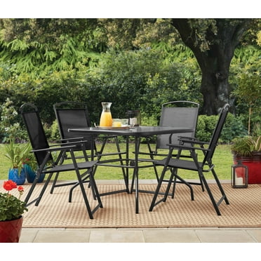Mainstays Albany Lane 5-Piece Steel Outdoor Patio Dining Set with Umbrella Hole, Black