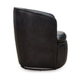 thumbnail image 3 of Benjara Niko Swivel Accent Chair, Round Barrel Design, Dark Blue Top Grain Leather, 3 of 5