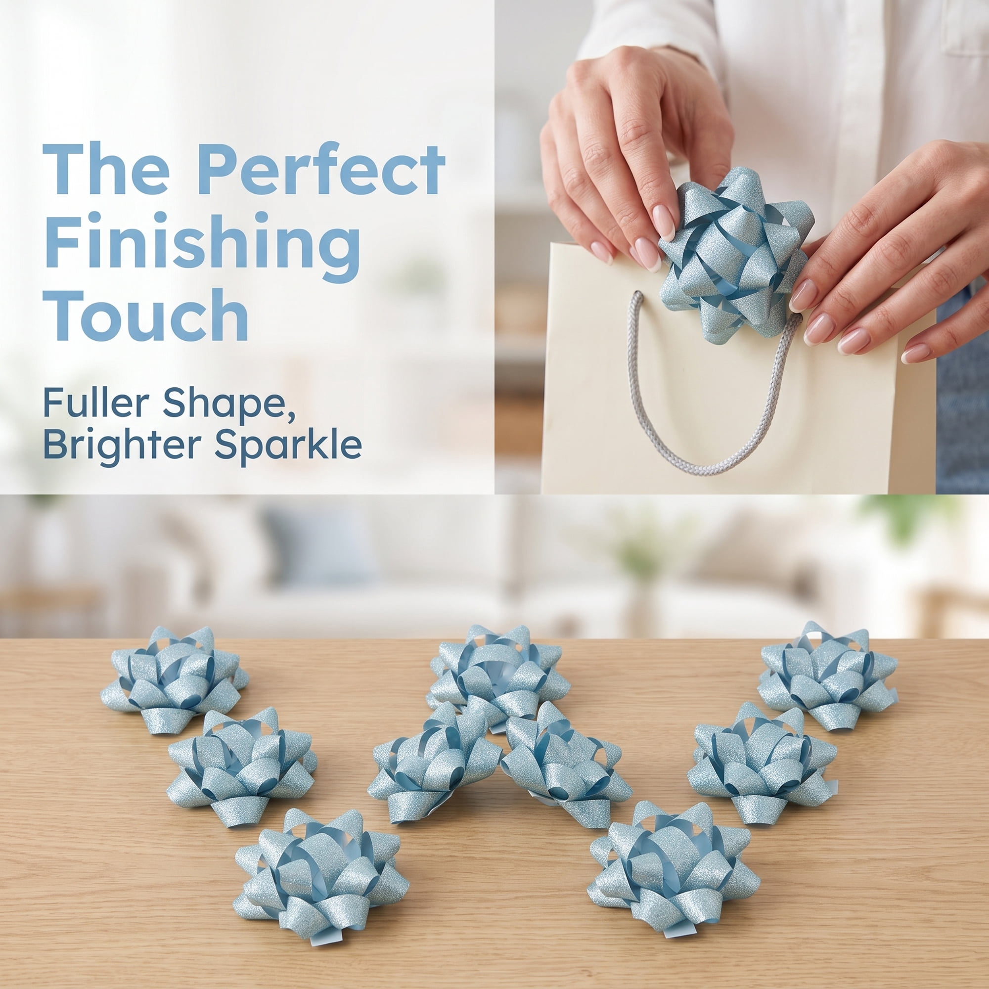 Unique Bargains Pre-Made Gift Bows for Creative Gift Wrapping and Decoration Light Blue