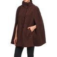 thumbnail image 2 of Winter Soft Fleece Button Cape Poncho Coat with Pockets - BROWN, 2 of 4
