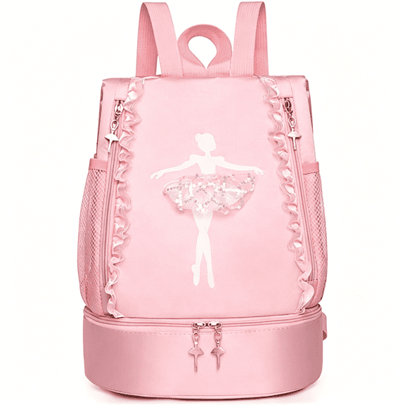 AOMRCOL Ballet Dance Backpack with Separate Shoe Compartment,Ballerina Bag for Dance Gymnastics Latin Dance Yoga Tap Dance Jazz Storage Bag (Pink)