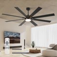 thumbnail image 2 of 72 Inch Large Size 8 pcs Blades Ceiling Fan With Light Kit 3 Color Dimmable LED, DC 6 Speed ,Remote Control Ceiling Fan for Patio Living Room, Bedroom, Office,Indoor.(Matte Black ), 2 of 14