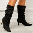 thumbnail image 2 of UngA Wide Calf Boots Women's Leather Knee High Boots with Kitten Heel, Wide Calf Available Black,9, 2 of 7
