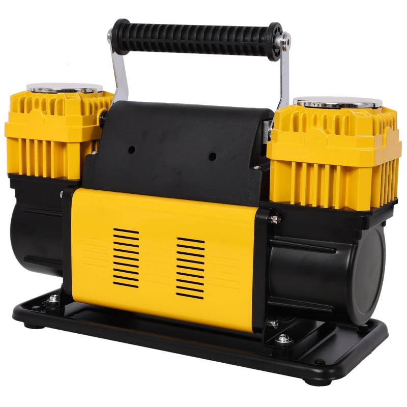 12V Heavy Duty Air Compressor, 150 PSI Tire Inflator with 26FT Hose for Car/SUV/RV/Truck（Yellow）